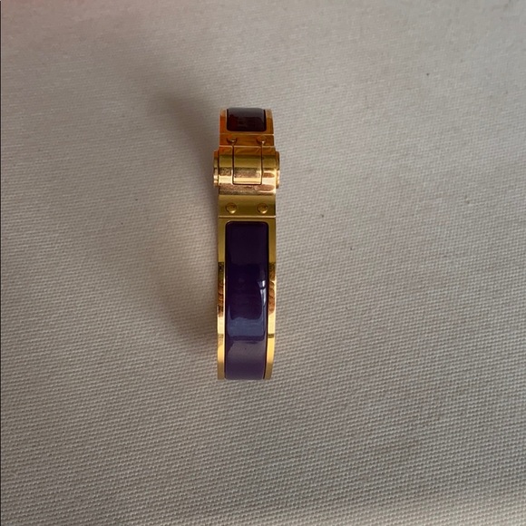 Hermes Enamel Hinged Plum & Rose Gold Bracelet - Picture 2 of 4
